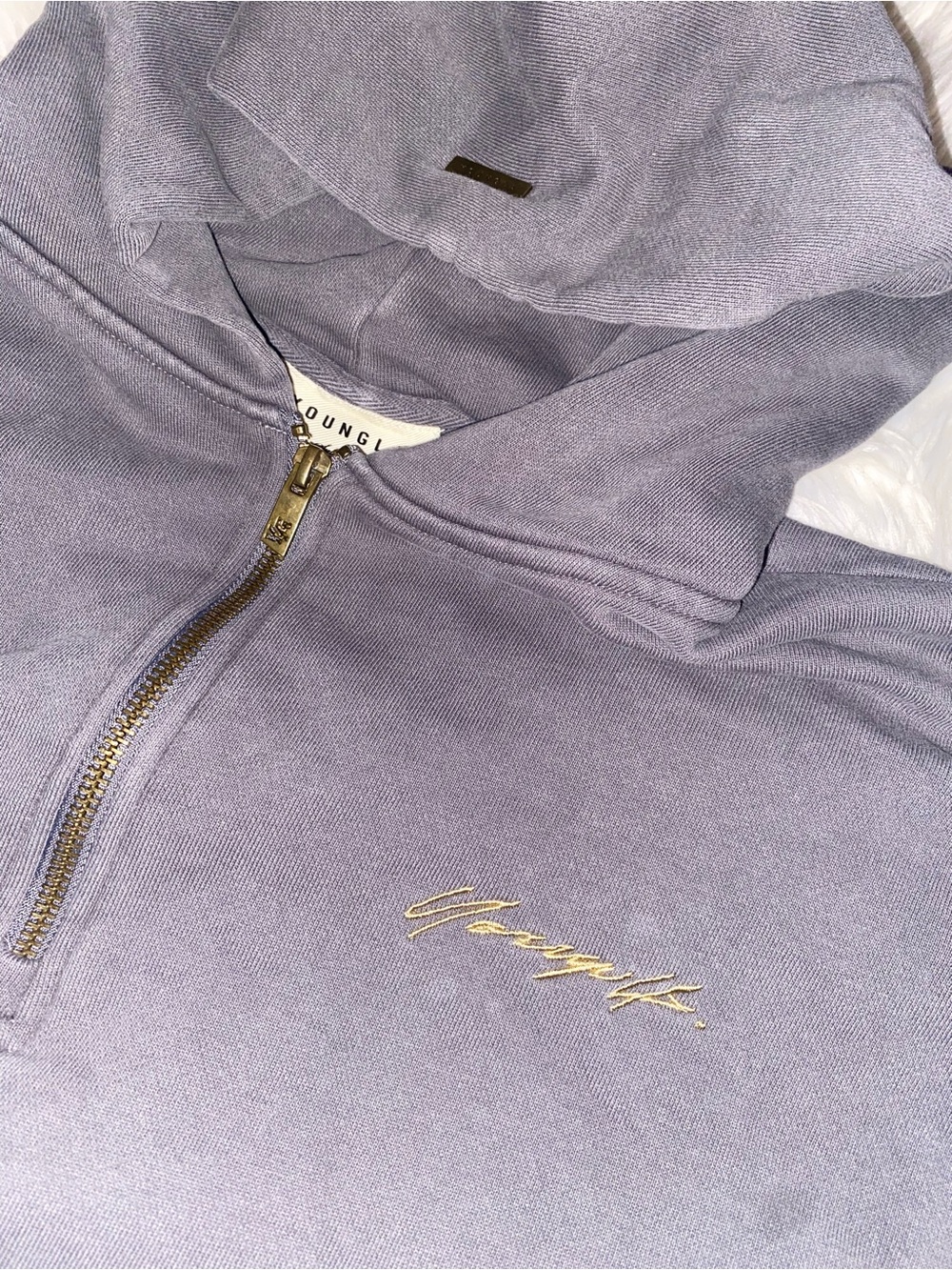 YoungLA 546 RIVET 1/4 ZIP UP HOODED SWEATSHIRT- MENS SMALL